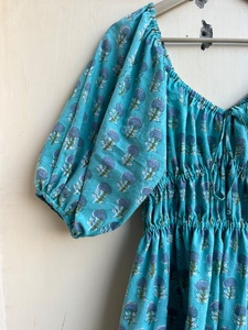 เดรสลำลองผู้หญิง ผ้าฝ้าย 100% คอรูปหัวใจ แต่งพู่และปักลาย ยาวแบบแม็กซี่ สำหรับฤดูร้อน สไตล์อินเดีย - Product Image 4