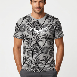 Camiseta de Manga Corta con Estampado Gris para Hombre, con Logotipo de Ala, Cuello Redondo Informal, Corte Regular, Camiseta de Jersey de Algodón - Product Image 5
