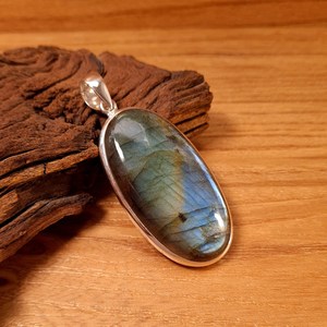 Natural Labradorite Pendant 925 Sterling Silver Gold Plated Cabochon Polished Simple Setting <b>Chain</b> Handmade Jewelry Women Gift - Product Image 1
