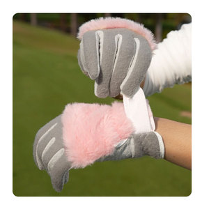 Guantes blancos de Golf para mujer, guantes térmicos de piel de conejo, para otoño/invierno, 1 par de guantes térmicos de piel, guantes deportivos - Product Image 3