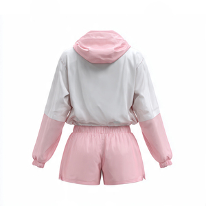 Women's Hooded Windbreaker <b>Jacket</b> Sets <b>Lightweight</b> Waterproof Casual Full Sleeve Rain <b>Jacket</b> Shorts Set <b>Ladies</b> - Product Image 2