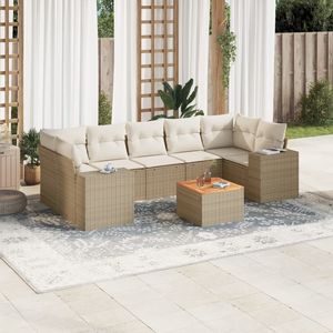 Ensemble de canapés de jardin modulaires en polyrotin beige 6 places, mobilier d'extérieur au design moderne - Product Image 1