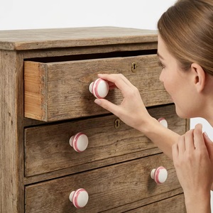 <b>Ceramic</b> Round Cabinet <b>Knobs</b> Red White Stripe Modern Kitchen Drawer Handle Durable Eco-Friendly Multi-Function - Product Image 6