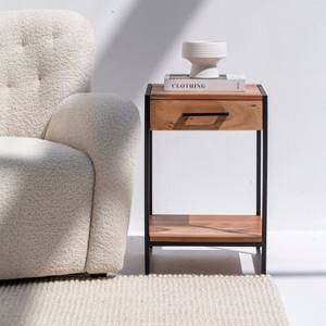 Table d'appoint industrielle Vandana Orion Flux à 1 tiroir, meuble d'appoint moderne avec structure en métal - Product Image 3