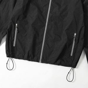 Minimal Black & Grey Hooded Shell <b>Jacket</b> — <b>Packable</b> Lightweight Windbreaker with Contrast Panels | Unisex OEM/ODM Private Label - Product Image 4