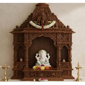 Templo de Madera Tallada Estilo Hindú Clásico del Sur de la India, Hecho a Medida con Madera de Teca, Pooja Mandir, Shikhara, para el Hogar - Product Image 1