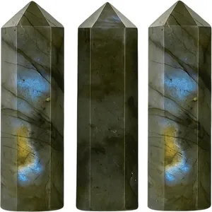 ALIZA AGATE EXPORTS ลาบราดอไรต์ธรรมชาติทรงดินสอปลายแหลมขัดเงา คริสตัลเจมสโตนสำหรับงาน DIY จำนวนมาก - Product Image 2