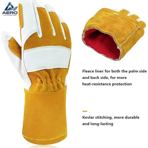 Guantes de Soldadura Resistentes al Calor, de Alto Rendimiento, Color Amarillo/Blanco en Contraste, Nueva Llegada, Palma Reforzada, Precio al por Mayor - Product Image 6