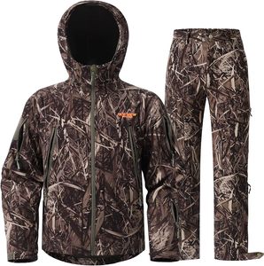 Nouvel ensemble veste et pantalon de chasse camouflage softshell, résistant à l'eau, silencieux, pour activités de plein air - Product Image 1