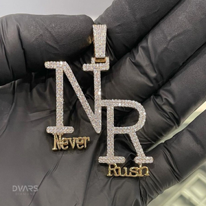 Pendentif Personnalisé Lettre Initiale Glacée Bling Hip Hop en Argent Sterling 925 Plaqué Or 18K avec Moissanite de Luxe Sertie Griffe - Product Image 2