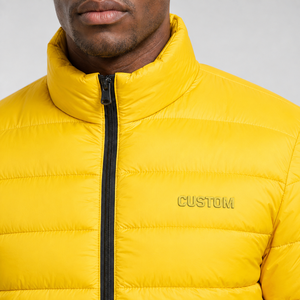 Dernière collection 2026 : Doudoune jaune pour homme, col montant, fermeture éclair, coupe-vent, décontractée, hiver, en polyester synthétique isolé - Product Image 6