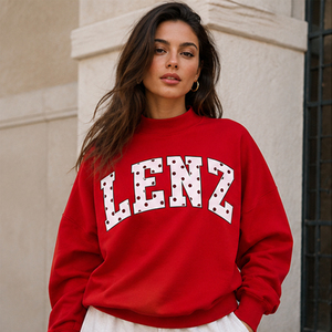Sudadera Rosa Personalizada con Cuello Alto para Mujer, Oversize, con Letras Bordadas, Gráfico, Estilo Casual Urbano, Ropa de Moda - Product Image 3