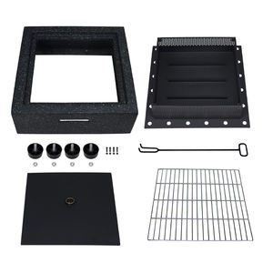 Semplice quadrato esterno MGO firepit e barbecue grill con camino a legna o carbone - Product Image 4
