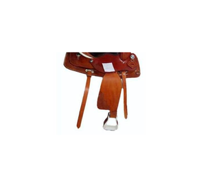 Silla de montar western de cuero marrón con asiento de gamuza negra, estribos metálicos y conchos de estrella, de 10 a 18 pulgadas - Product Image 3