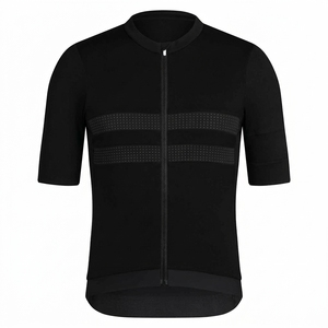 Maillot de Ciclismo Negro de Manga Corta para Hombre, Ropa Deportiva, Top de Ciclismo con Cremallera Frontal Completa y Diseño de Panel de Malla - Product Image 1