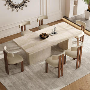 Juego de Comedor Moderno Daystar Trade con Mesa de Mármol y Sillas de Madera Maciza para 6 Personas, Rectangular, de Lujo, en Blanco y Dorado, para Uso en Hoteles - Product Image 4