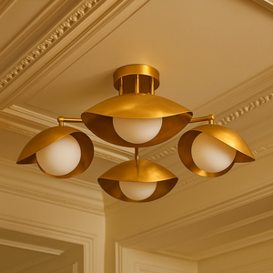 Lámpara de Techo Sputnik de Latón Pulido Hecha a Mano CH, Estilo Moderno de Mediados de Siglo, con Diseño en Relieve - Product Image 4