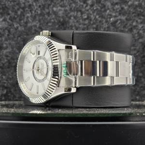 Reloj de Pulsera de Lujo para Hombre, 41 mm, Analógico, Acero Inoxidable, Mecánico Automático, Doble Zona Horaria, Esfera Blanca, para Correa de 16 mm, Estilo Ejecutivo - Product Image 3