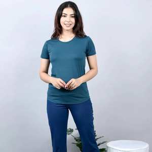 Camiseta de Algodón Duradera para Mujer, Color Sólido, Ligera, Suave al Tacto, Tejido Transpirable, Ideal para Atuendos Casuales - Product Image 4