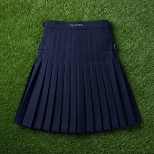 Maattiera Unisex Navy Blue Kilt With Geometric Side Panel And Adjustable <b>Belt</b> <b>Straps</b> Premium Design Modern kilt - Product Image 6