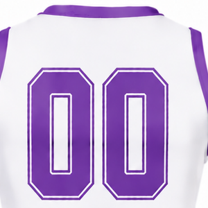 Ensemble d'uniforme de cheerleading sublimé blanc et violet sans manches, haut et jupe pour équipe sportive, tenue de performance, entraînement et compétition - Product Image 5