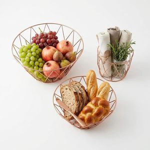Corbeille à fruits en fer pour la maison, table de salon, corbeille à fruits ronde en métal multifonctionnelle, plateau à fruits et en-cas, design créatif en cuivre - Product Image 4