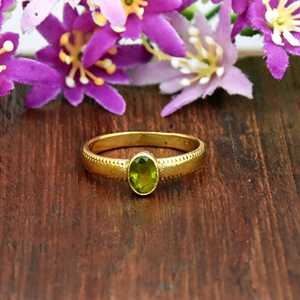 Minimalist Natural <b>Green</b> Peridot <b>Ring</b> 18K Gold Plated Oval Gemstone <b>Ring</b> August Birthstone Statement <b>Ring</b> For Women Gift - Product Image 5