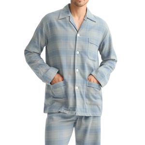 Ensemble de pyjamas décontractés pour homme, coupe classique, rayé, manches longues, 100% coton, séchage rapide - Product Image 2