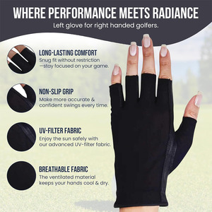 Demi-gant de golf pour femme Solar Tan |   Tissu filtrant UV SPF 10, design respirant et rafraîchissant sans doigts pour un bronzage uniforme - Product Image 5