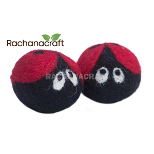 Boule de dessiccateur de feutre de laine de thème de coccinelle de couleur noire rouge pour la maison hôtel et restaurant boules de séchage de blanchisserie faciles à utiliser écologiques - Product Image 3
