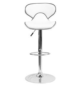 Marlon Height Adjustable Swivel PU <b>Leather</b> Bar <b>Stool</b> Metal Base White Modern Design for <b>Kitchen</b> Island Apartment Counter Seating - Product Image 1
