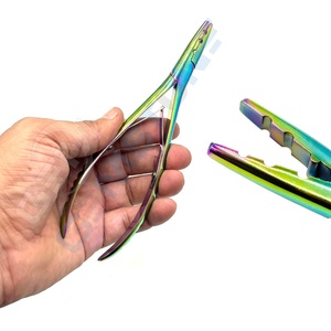 GEMSTONE ENTERPRISES Pince à extensions capillaires professionnelle multifonction 7 pouces à 2 trous en acier inoxydable arc-en-ciel pour micro-anneaux - Product Image 2