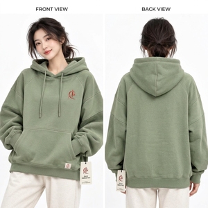 Couleurs personnalisées et tissu polaire de haute qualité, sweat à capuche pour femme, hiver, longueur régulière, épais, manches longues, avec logo sur le devant - Product Image 6
