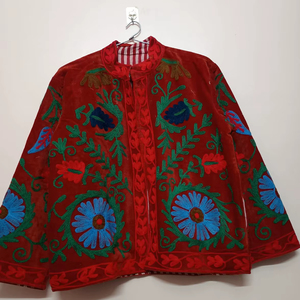 Handmade Outerwear Seasonal Outfits Hand Embroidered Short Jacket Unisex Coat Handmade Suzani Short Jacket - Product Image 1
