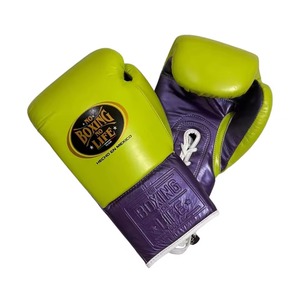 No Boxing No Life Boxing Gloves Green Purple <b>Lace</b>-Up PU Leather Training Gear for Adults - Product Image 1