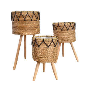 Horti Club - Juego de 3 Cestas de Mimbre Natural Hechas a Mano, Modernas, Ecológicas, Duraderas y Ligeras, para Jardín, Hogar, Flores y Plantas - Product Image 1