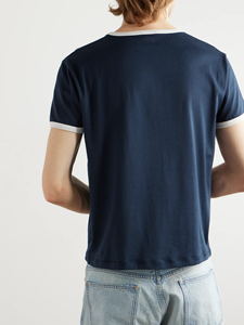 Vintage Style Contrast Trim <b>Ringer</b> <b>T</b> <b>Shirt</b> Wholesale 100% Cotton Unisex <b>Ringer</b> Tee Custom Logo Apparel Fashion Contrast Neck <b>T</b> - Product Image 3