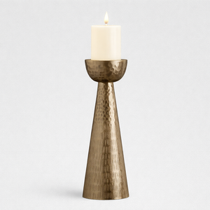 <b>Hammered</b> Metal Candle <b>Holder</b> Set – Decorative Iron Pillar Candle Stand for Home Decor <b>Hammered</b> Candle Pillar Brass Candle Stands - Product Image 4