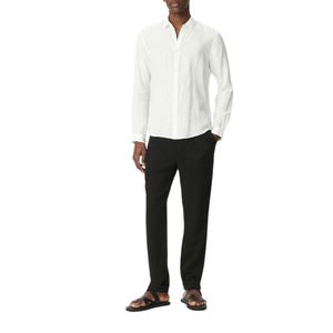 <b>Mens</b> <b>White</b> <b>Long</b> <b>Sleeve</b> Button Up <b>Shirt</b> Classic Collar Regular Fit Minimalist Business Casual Formal Office Wear Custom Clothing - Product Image 6
