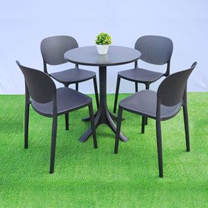 Round <b>Plastic</b> Farmhouse Style Outdoor Dining <b>Table</b> Waterproof <b>Patio</b> Furniture for Modern Garden and Courtyard BBQ Use - Product Image 5