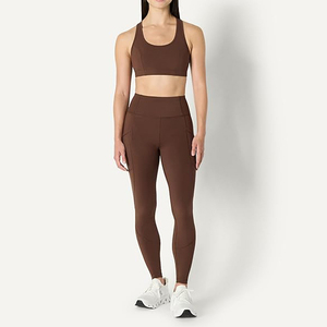Women Racerback High Impact Active Sports <b>Bra</b> Wide Straps Mocha Brown Moisture Wicking Gym Workout Yoga Brassiere OEM Bulk - Product Image 5