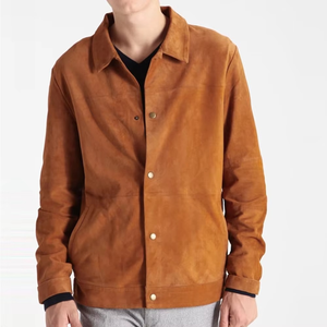 Veste en cuir marron pour hommes, vente en gros, haute qualité, logo personnalisé, vêtement d'extérieur, veste en cuir véritable souple - Product Image 5