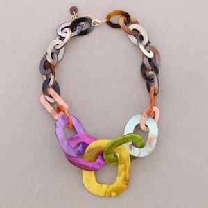 Handmade Geometric Triple Layer Acrylic Resin Bead <b>Statement</b> <b>Necklace</b> Chunky Bib Women Fashion Jewelry Lightweight - Product Image 1
