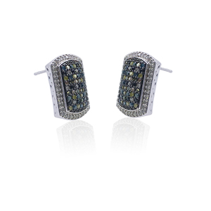 1.82 Cttw Round Cut White & Multi Color Natural Diamond Stud <b>Earrings</b> for Women in 925 Sterling <b>Silver</b>, Push <b>Back</b>, Prong Setting - Product Image 2