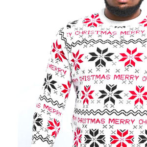 Suéter Navideño de Punto para Hombre, Rojo y Negro, Estilo Pullover, Manga Larga, Material Acrílico, con Agujeros - Product Image 5