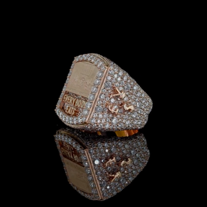 14K Solid <b>Gold</b> Rhodium Plated Lab Grown Diamond Micro Pave Hip Hop <b>Cocktail</b> <b>Ring</b> 'Everybody Eats' Engraving Unisex Jewelry Gift - Product Image 3