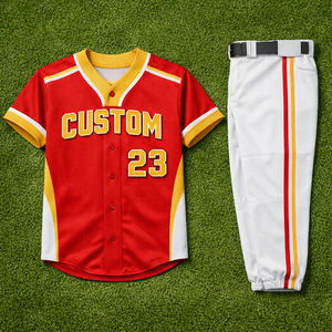 Uniforme de béisbol personalizado para escuelas, de secado rápido, transpirable, tela 100% poliéster, nombre y número del jugador bordados a medida. - Product Image 1