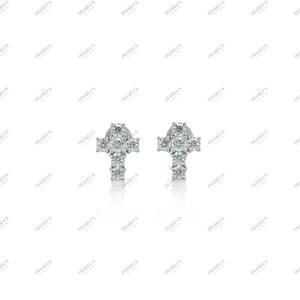 Pendientes de Cruz de Lujo Totalmente Cubiertos de Diamantes, Plata 925 con Baño de Rodio, con Diamantes Moissanite, para Regalos de Boda, Aniversario o Fiesta - Product Image 3