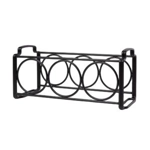 Estante para vino de alambre de acero negro para 6 botellas, soporte de vino en forma de anillo de metal para mesa, organizador de almacenamiento para el hogar, cocina y bar. - Product Image 1