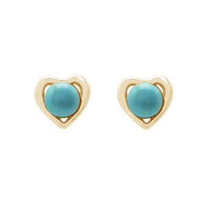 Boucles d'oreilles fines en forme de cœur avec pierre précieuse turquoise, 100% argent massif 925, bijoux classiques pour femmes, à porter au quotidien - Product Image 6
